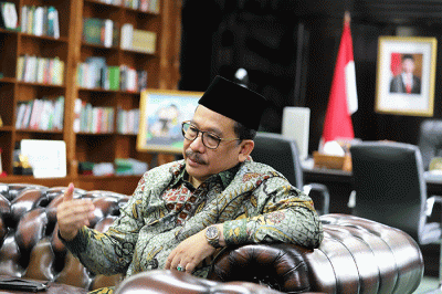 Ketua DPP Partai Perindo Bidang Keagamaan, Abdul Khaliq Ahmad saat bertemu Wamenag Zainut Tauhid Sa’adi, di Kantor Kemenag, Jakarta, Kamis (10/3/2022).
