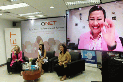 Talkhsow dengan Komunitas Indonesian Social Blogpreneuer yang diselenggarakan oleh QNET di Jakarta, Senin (14/3/2022).