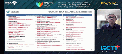 Executive Chairman MNC Group Hary Tanoesoedibjo memberikan sambutan dalam acara MNC Group Investor Forum 2022.