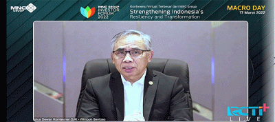 Executive Chairman MNC Group Hary Tanoesoedibjo memberikan sambutan dalam acara MNC Group Investor Forum 2022.
