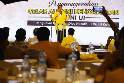 Penganugerahan Gelar Anggota Kehormatan ILUNI UI di Grand Sahid Jaya, Jakarta, Kamis (17/3/2022).