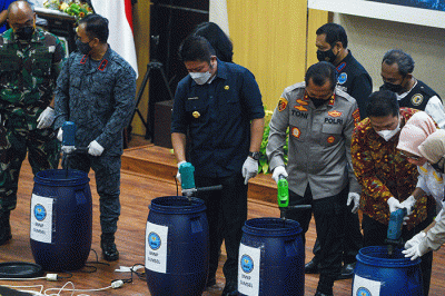 Pemusnahan barang bukti sabu di Auditorium Graha Bina Praja Kantor Gubernur Sumsel, Palembang, Senin (22/3/2022).