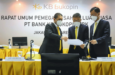 Rapat Umum Pemegang Saham Luar Biasa (RUPSLB) PT Bank KB Bukopin Tbk. (BBKP) di Jakarta, Rabu (23/3/2022).