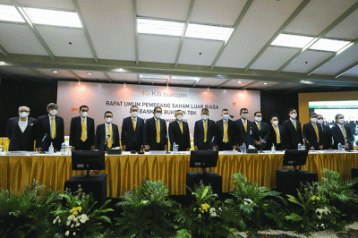 Rapat Umum Pemegang Saham Luar Biasa (RUPSLB) PT Bank KB Bukopin Tbk. (BBKP) di Jakarta, Rabu (23/3/2022).