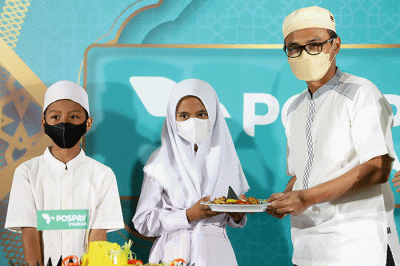 Launching konten Pospay Syariah di Masjid Sunda Kelapa, Jakarta Pusat, Kamis (24/3/2022).