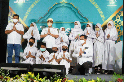 Launching konten Pospay Syariah di Masjid Sunda Kelapa, Jakarta Pusat, Kamis (24/3/2022).