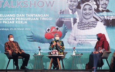 Menteri Ketenagakerjaan Ida Fauziyah menyatakan bahwa salah satu sasaran prioritas pembangunan nasional 2019 – 2024 menitikberatkan pada peningkatan investasi.