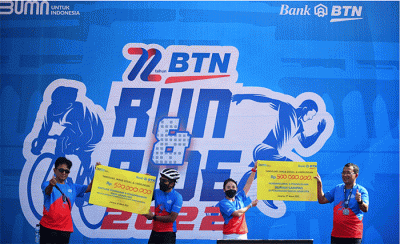 BTN Run & Ride 2022 di Plaza Barat Senayan, Jakarta, Minggu (27/3/2022).
