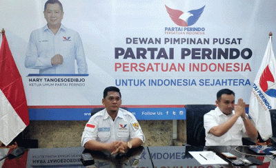 Ketua Umum DPP Partai Perindo Hary Tanoesoedibjo memberikan arahan di depan kader Pemuda Perindo diseluruh Indonesia dalam rangka HUT Pemuda Perindo ke-6.