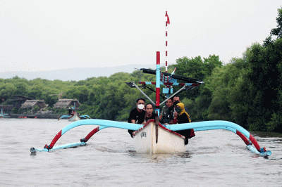 Suasana Desa Wisata Kampung Blekok di Kabupaten Situbondo, Jawa Timur, Senin (28/3/2022).