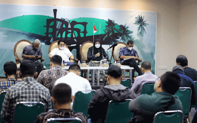 Diskusi Dialektika Demokrasi di Media Center, Kompleks Parlemen MPR/DPR-DPD, Senayan, Jakarta, Kamis (31/3/2022).