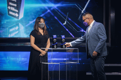 President Director of PT Hyppe Teknologi Indonesia, Magindran Marieappan saat menerima penghargaan Digital Innovation Award (DIA) 2022.