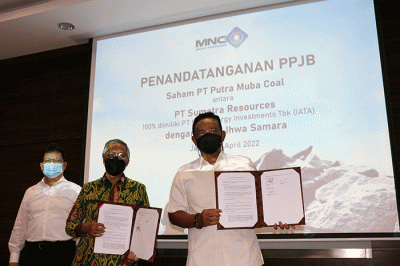 T Sumatera Resource, anak usaha PT MNC Energy Investments Tbk (IATA), resmi mengakuisisi 46,16 persen saham PT Putra Muba Coal (PMC).