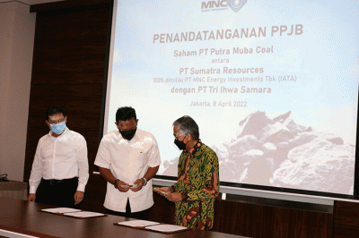 T Sumatera Resource, anak usaha PT MNC Energy Investments Tbk (IATA), resmi mengakuisisi 46,16 persen saham PT Putra Muba Coal (PMC).