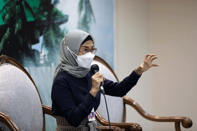 Diskusi Dialektika Demokrasi di Media Center, Nusantara III, Kompleks Parlemen MPR/DPR-DPD, Senayan, Jakarta, Kamis (7/4/2022).
