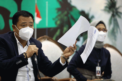 Diskusi Dialektika Demokrasi di Media Center, Nusantara III, Kompleks Parlemen MPR/DPR-DPD, Senayan, Jakarta, Kamis (7/4/2022).