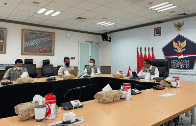 Kepala Badan Nasional Penanggulangan Bencana (BNPB) Letnan Jenderal Suharyanto memberikan paparannya saat pada media briefing GPDRR 2022, Kamis (14/4/2022).