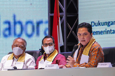 Tokoh Sumbagsel yang juga Menteri Badan Usaha Milik Negara Erick Thohir menghadiri seminar Masyarakat Profesional Sumatera Bagian Selatan (Maspro) Jilid II.