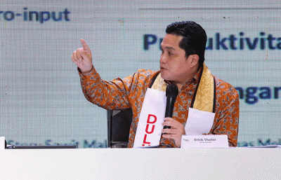 Tokoh Sumbagsel yang juga Menteri Badan Usaha Milik Negara Erick Thohir menghadiri seminar Masyarakat Profesional Sumatera Bagian Selatan (Maspro) Jilid II.
