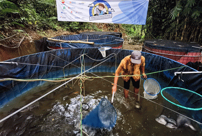 Panen raya budidaya ikan serta memberikan Santunan kepada warga sekitar di kampung Rawajati Kelurahan Mekarwangi, kecamatan Tanah Seraal, Kota Bogor.