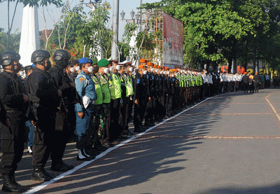 KAI Daop 4 Semarang melaksanakan Apel Gelar Pasukan di halaman parkir Stasiun Semarang Tawang, Jawa Tengah, Jumat (22/4/2022).
