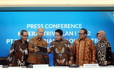 Paparan kinerja triwulan I/2022 BSI di Jakarta, Kamis (28/4/2022).