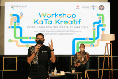 Workshop Pengembangan Kabupaten/Kota (KaTa) Kreatif Indonesia di Salihara Art Center, Jakarta, Kamis (12/5/2022).