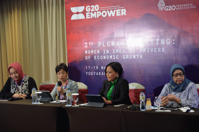 Konferensi Pers G20 Empower dalam rangkaian Plenary Meeting ke-2 di Yogyakarta, Selasa (17/5/2022).