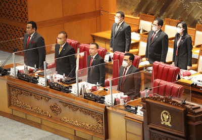 Rapat Paripurna Pembukaan Masa Persidangan V Tahun Sidang 2021-2022 di Nusantara II, Kompleks Parlemen MPR/DPR-DPD, Senayan, Jakarta, Selasa (17/5/2022).