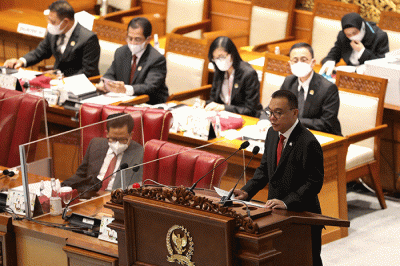 Rapat Paripurna Pembukaan Masa Persidangan V Tahun Sidang 2021-2022 di Nusantara II, Kompleks Parlemen MPR/DPR-DPD, Senayan, Jakarta, Selasa (17/5/2022).