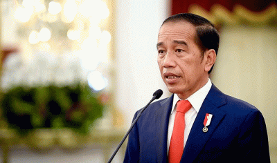 Presiden Joko Widodo menyampaikan sejumlah pandangannya dalam sesi pembukaan Sidang Komisi Ke-78 UNESCAP secara virtual dari Istana Merdeka Jakarta.