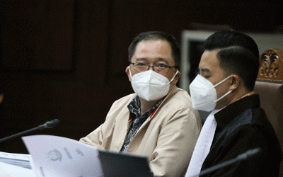 Teddy Tjokrosapoetro menjalani sidang lanjutan di Pengadilan Tipikor, Jakarta, Rabu (25/5/2022).