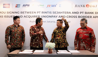 Penandatanganan Nota Kesepahaman (MOU) dalam rangka memperluas jaringan transaksi perbankan antar negara, Jumat (27/5/2022).