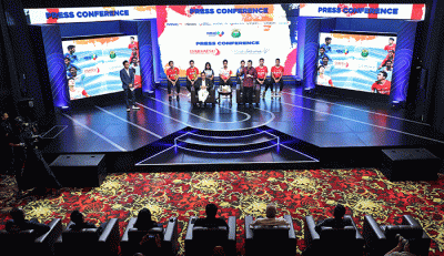 Press conference kerja sama eksklusif PBSI-MNC di Jakarta, senin (30/5/2022).