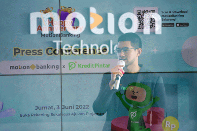Peluncuran kerja sama antara MotionBanking dan Kredit Pintar di MNC Financial Center, MNC Center, Kebon Sirih, Jakarta Pusat, Jumat (3/6/2022).