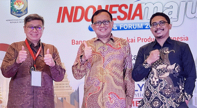 EVP Commercial dan SME BCA Freddy Iman (kiri) saat acara gelaran Indonesia Maju Expo dan Forum.