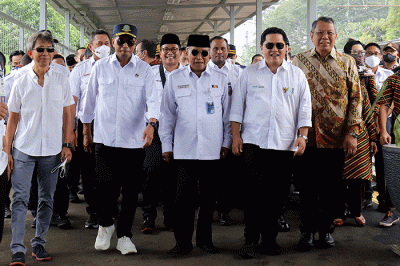 Peresmian Peningkatan Aksesibilitas dan Penataan Stasiun Pondok Ranji di Tangerang Selatan, Banten, Kamis (16/6/2022).