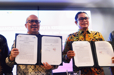 Penandatanganan nota kesepahaman antara MNC Bank dengan Taspen di Jakarta, Jumat (1/7/2022).