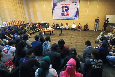 Syukuran perayaan HUT ke-10 Sindonews.com di Gedung Sindo, MNC Center, Kebon Sirih, Jakarta Pusat, Senin (4/7/2022).