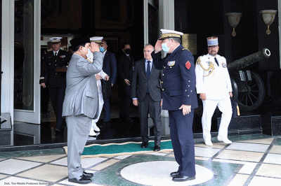 Menteri Pertahanan Prabowo Subianto menerima kunjungan Kepala Staf Angkatan Udara dan Antariksa Prancis Général d'Armée Aérienne Stéphane Mille di Kemhan.