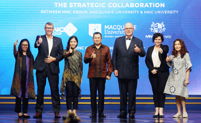Kerja sama MNC Group, MNC University dan Macquarie University di Jakarta, Selasa (12/7/2022).