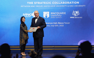 Kerja sama MNC Group, MNC University dan Macquarie University di Jakarta, Selasa (12/7/2022).