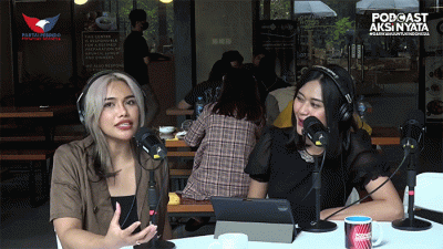 Fashion Enthusiast Maria Andromeda menjadi narasumber Podcast Aksi Nyata#DariKamuUntukIndonesia di Center Point kawasan, MNC Center, Kebon Sirih, Jakarta Pusat.
