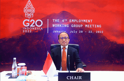 Anwar Sanusi, kembali memimpin jalannya pertemuan keempat Kelompok Kerja Bidang Ketenagakerjaan atau The 4th Employment Working Group (EWG) G20 Meeting.
