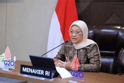 Menteri Ketenagakerjaan, Ida Fauziyah, dalam sambutannya pada acara yang bertajuk 