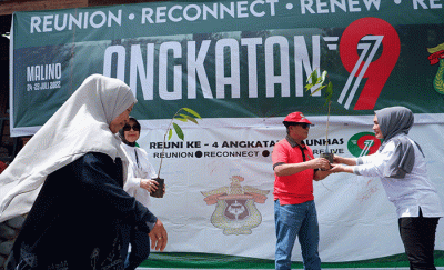 Suasana reuni ke-4 alumni Angkatan 79 Universitas Hasanuddin (Unhas) di Malino, Kabupaten Gowa, Sulawesi Selatan, Minggu (24/7/2022).