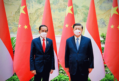 Presiden Jokowi melakukan pertemuan bilateral dengan Presiden Republik Rakyat Tiongkok (RRT) Xi Jinping di Villa 14, Diaoyutai State Guesthouse.