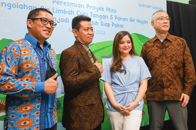 Peresmian fasilitas pengolahan limbah air di SD Islam PB Soedirman, Cijantung, Jakarta Timur, Senin (25/7/2022).