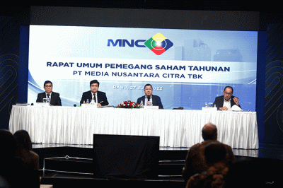 Rapat Umum Pemegang Saham Tahunan dan Rapat Umum Pemegang saham Luar Biasa PT Media Nusantara Citra Tbk di Jakarta, Rabu (27/7/2022).