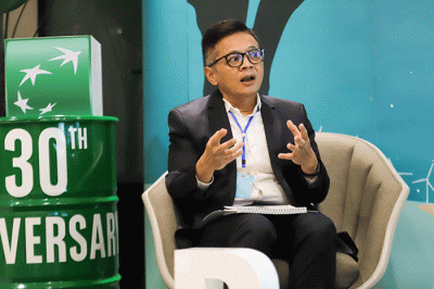 Presiden Direktur BNP Paribas Asset Management (AM) Priyo Santoso saat sesi wawancara khusus dengan IDX Channel di kantor BNP Paribas AM.